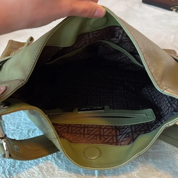 Anne Klein Leather Purse Shoulder Bag Army Olive Green - Picture 4 of 13
